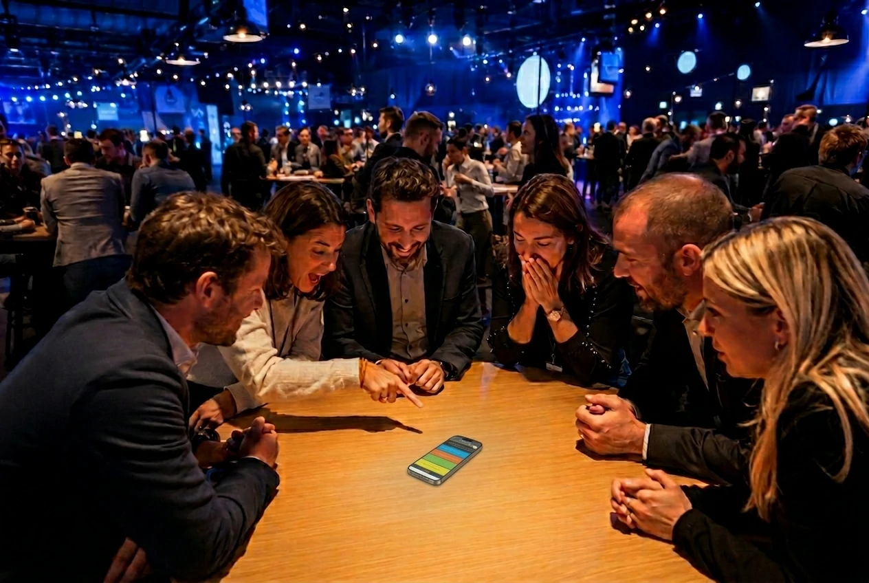 Soirée d'entreprise team building à Liège avec l'animation quiz musical connecté de Buzz Company